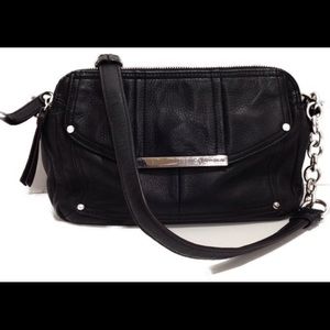 B. Makowsky Black Leather Chain Handle Purse